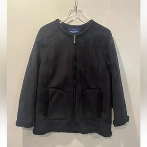 Mackintosh New England Black Faux Shearling Coat Jacket Womens Large‎